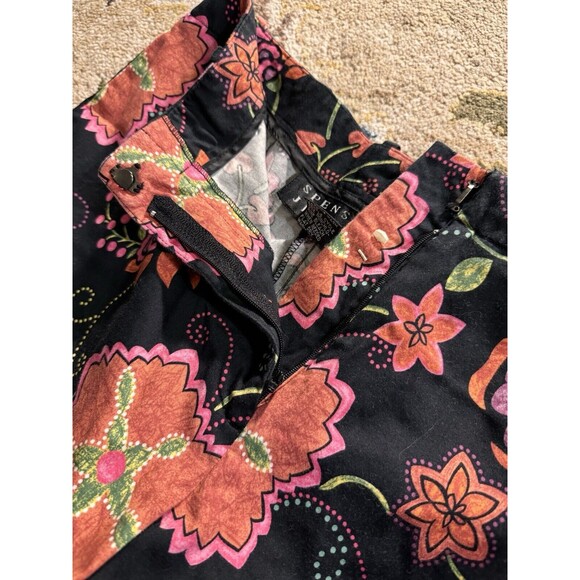 VTG Spenser Jeremy l Vintage 90’s Flower Print Capris 4 Black, orange and pink - Picture 8 of 11